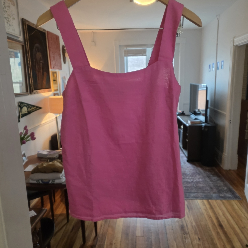 J Crew Pink Linen Tank Top